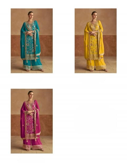 Magenta Embellished thread Embroidered Kurta Palazzo Set